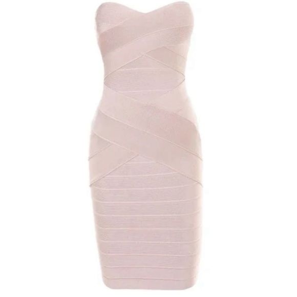 NWT House of CB Leyla Bandage Dress Nude/Pink Large. - Picture 11 of 14